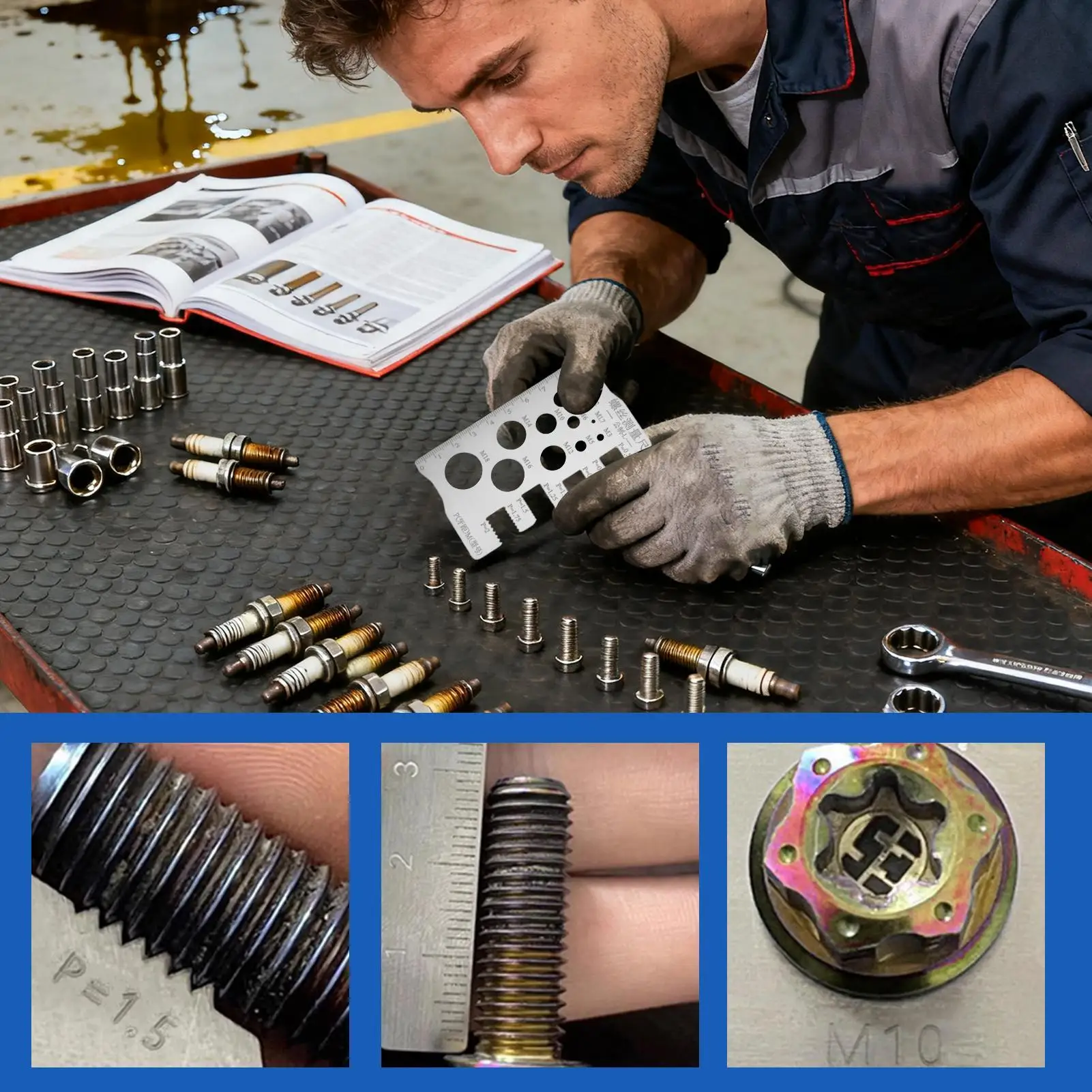 Screw Thread Gauge Precise Stainless Steel Ruler Nut Screw Thread Pitch Gauge Sizer For Technicians Mechanics Plumbing