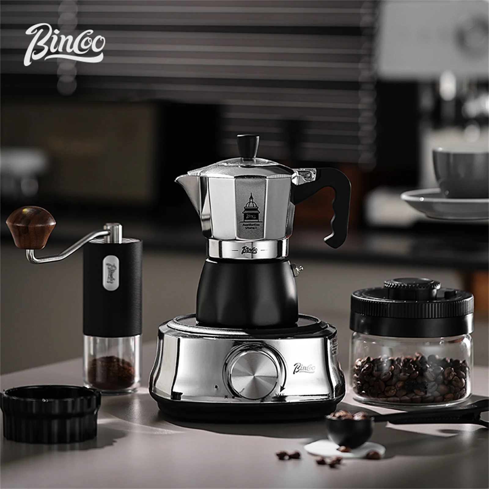 ماكينة صنع القهوة بخلاصة الإسبريسو من بينكو، وعاء موكا مزدوج الصمام، وعاء موكا آلي محمول، ملحقات باريستا للاستخدام الخارجي