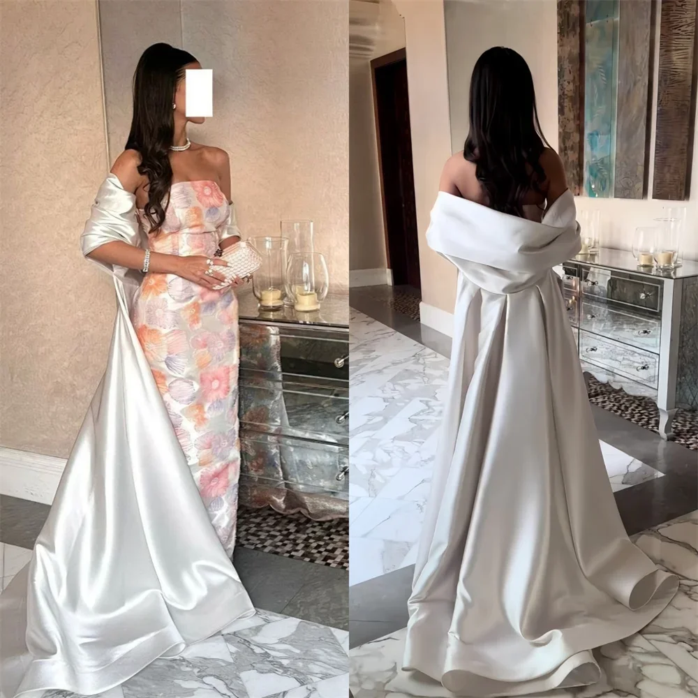 

Customized Formal Dress Prom Evening Gown Dearin Strapless Column Floor Length Skirts Vertically Stole Sleeveless Applique Bespo