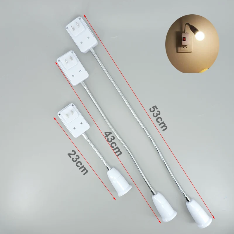 23cm/43cm/53cm AC 110-220V US plug to E27 Socket holder Lamp Bulb Holder Flexible Extension Converter Switch Adapter