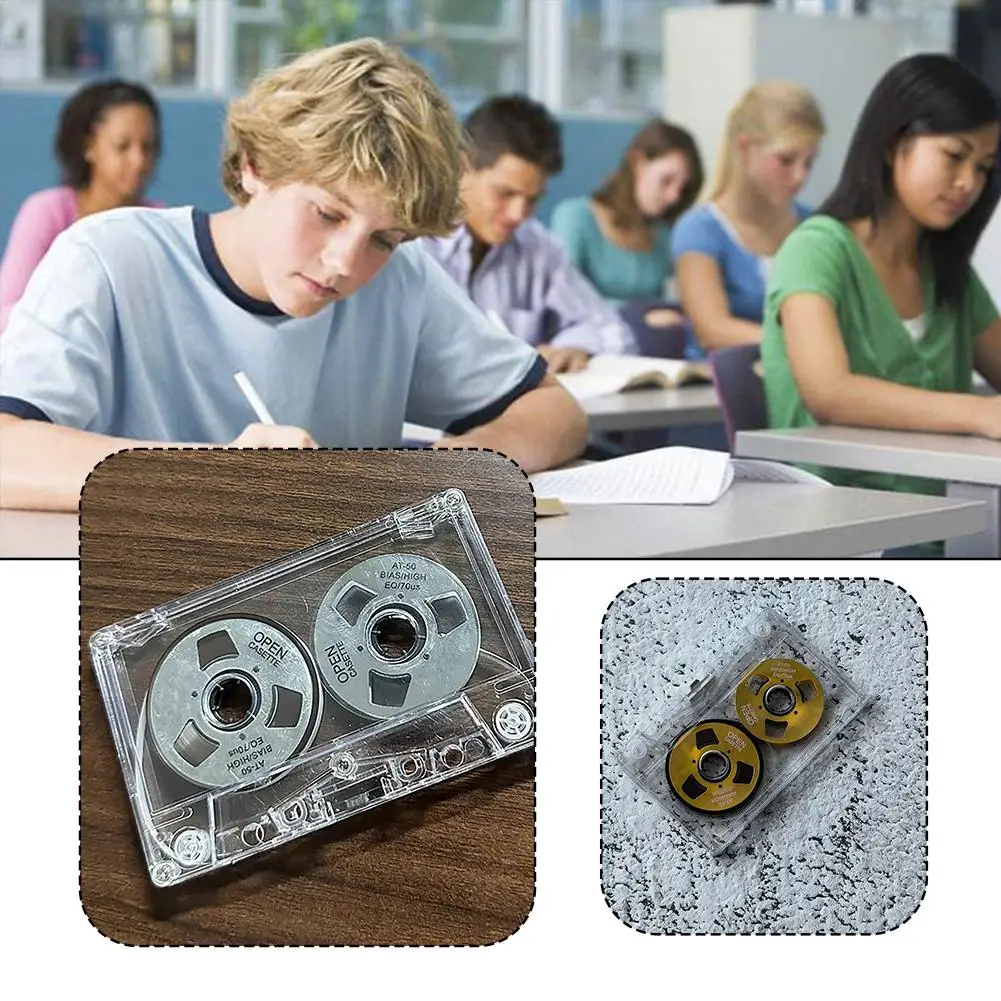 

Double-sided Metal Cassette Blank Tape Small Open Reel Minutes Player Record Sound Music 50 Tape Clear Can Empty Tape Recor L7U3