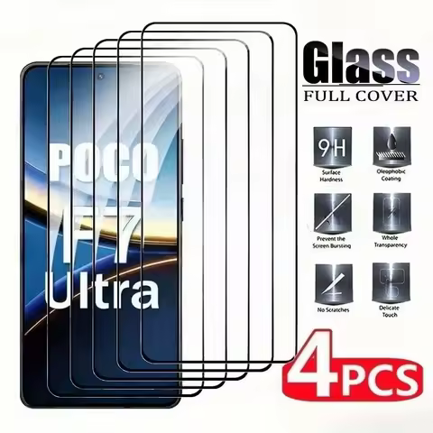 4Pcs Ultra Clear Screen Protector for Xiaomi Poco F7 Ultra F7 F6 F5 Pro F4 GT Tempered Glass for Poco X7 X6 X5 Pro F4 F3 GT NFC
