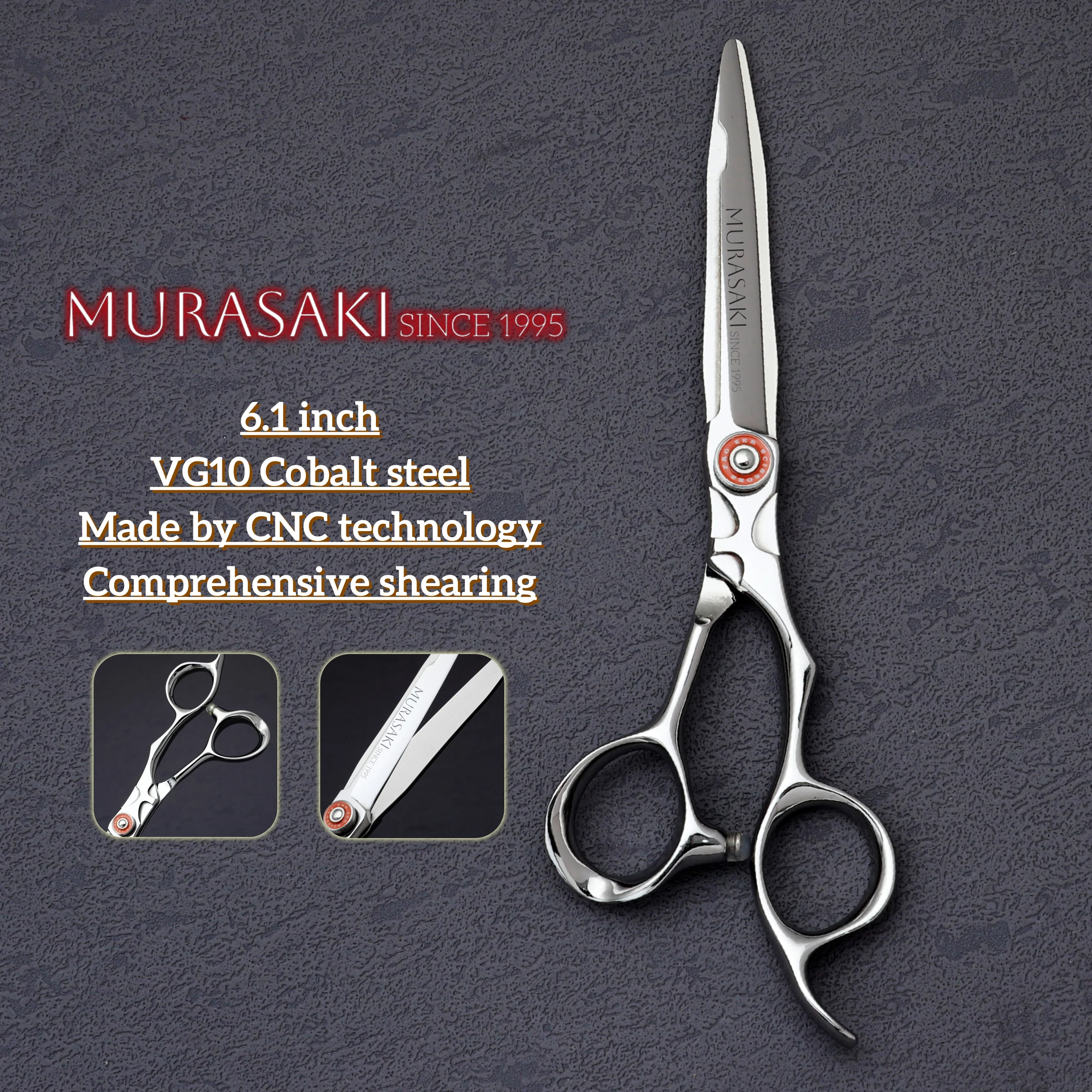 

MURASAKI Professional hairdressing scissors，6.1-6.5 inch barber shears，Top-level VG10 Cobalt steel,High-end barber accessories