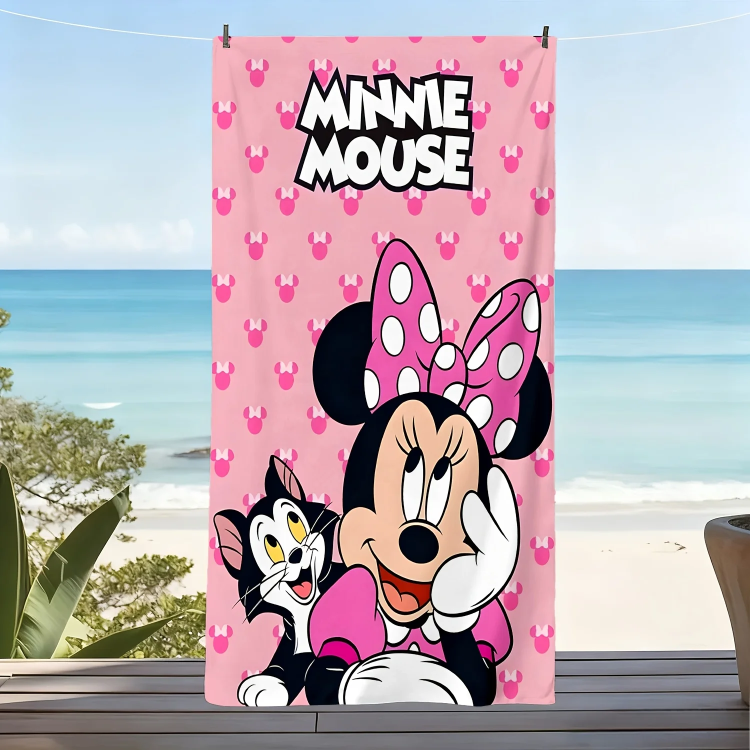 

Пляжное полотенце с розовым принтом Disney Minnie Mouse, 1 шт., полиэстер, быстросохнущее, легкое, мягкое полотенце для плавания, серфинга, кемпинга, путешествий