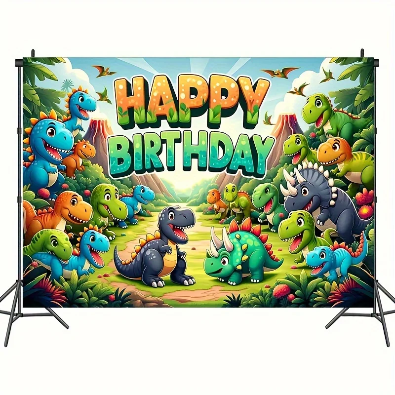 Dinosaur Balloon Birthday Party Background Wall Photography Props Baby Shower Banner Scene Cartoon Decoration Arrangement