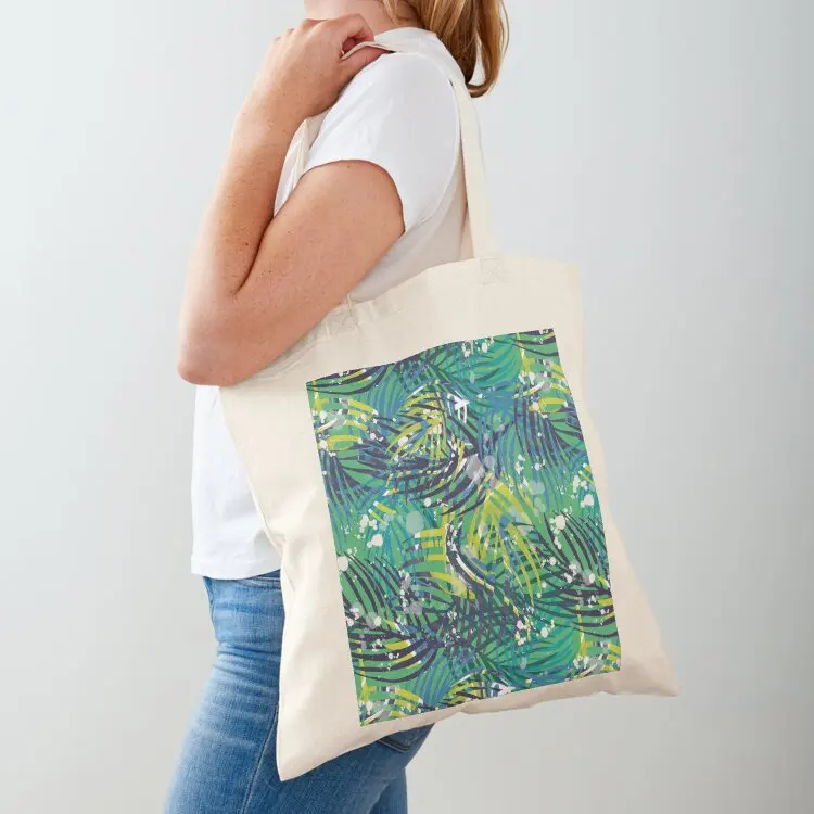 

Tropical Green and blue palm leaves Tote Bag bag for beach cloth bag woman personalized tote tote bags cloth bags