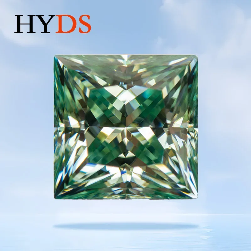 

Moissanite Primary Yellow Green Color VVS1 Princess Cut Beads for Charms Jewelry DIY Making Earrings Materials GRA Certificate