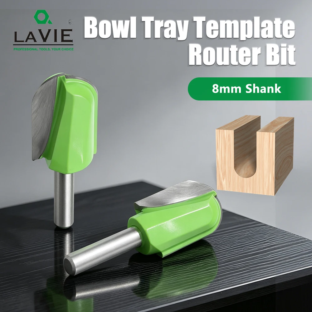 LAVIE 8mm Shank Deep Round Nose Router Bit Core Box Cutter 1/4