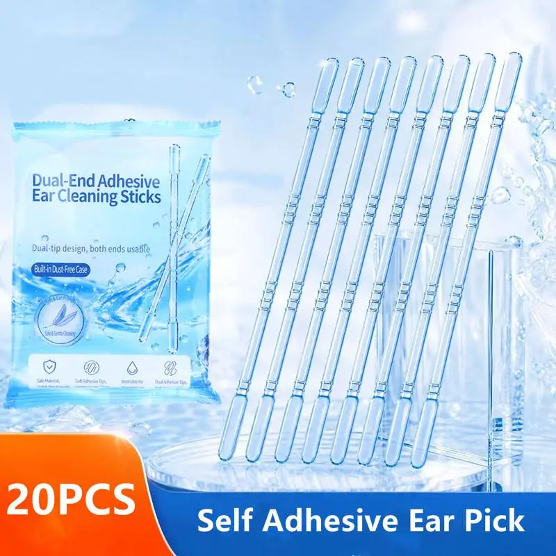 20Pcs Silicone Ear Wax Remover Safe Sticky Ear Pick For Adults Reusable Ear Cleaner Adhesive Earpick Swabs Tools