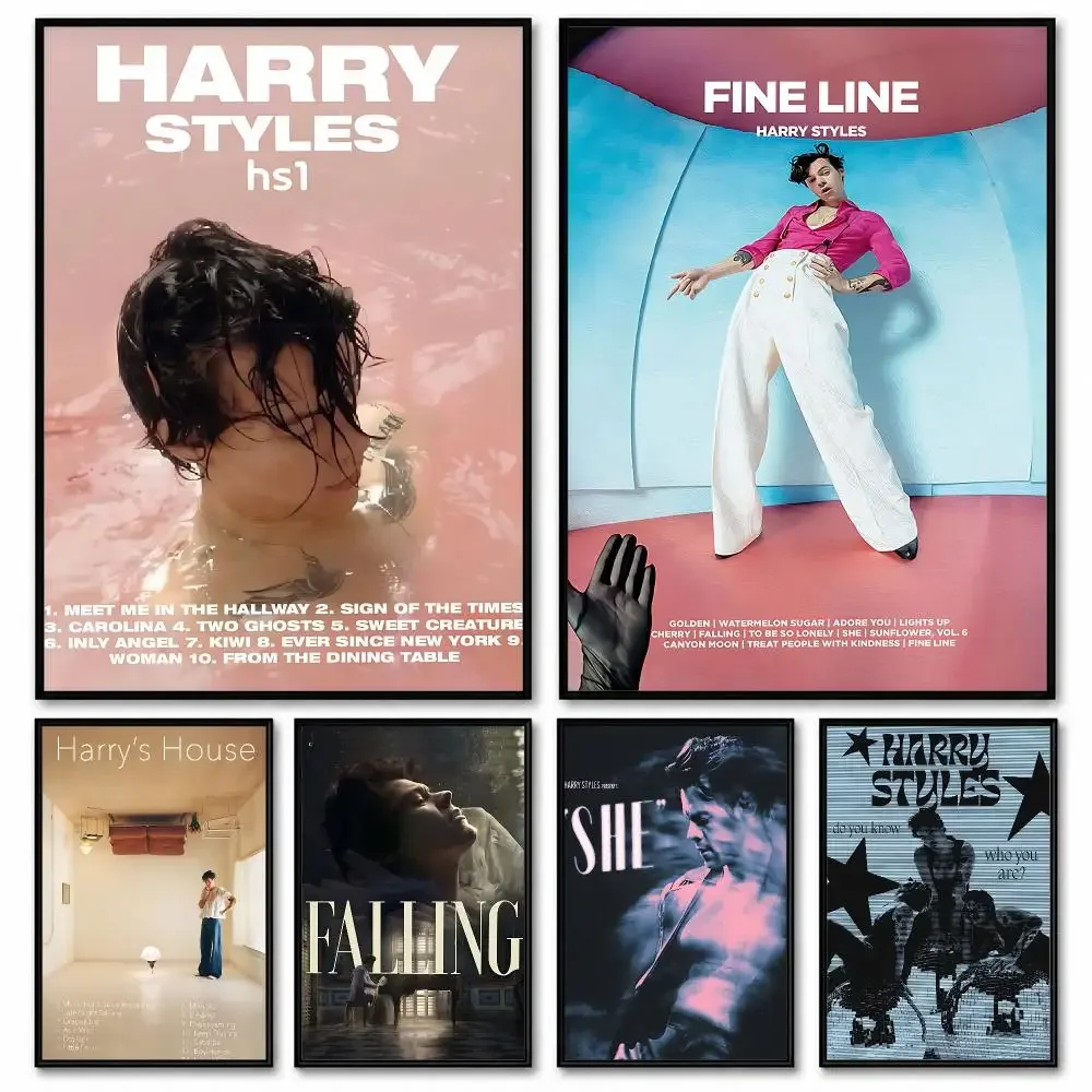 Pop Singer H-Harry Styles Album Cover Painting Calligraphy Canvas Wall Art Prints for Living Room Bedroom Home Decor Gift