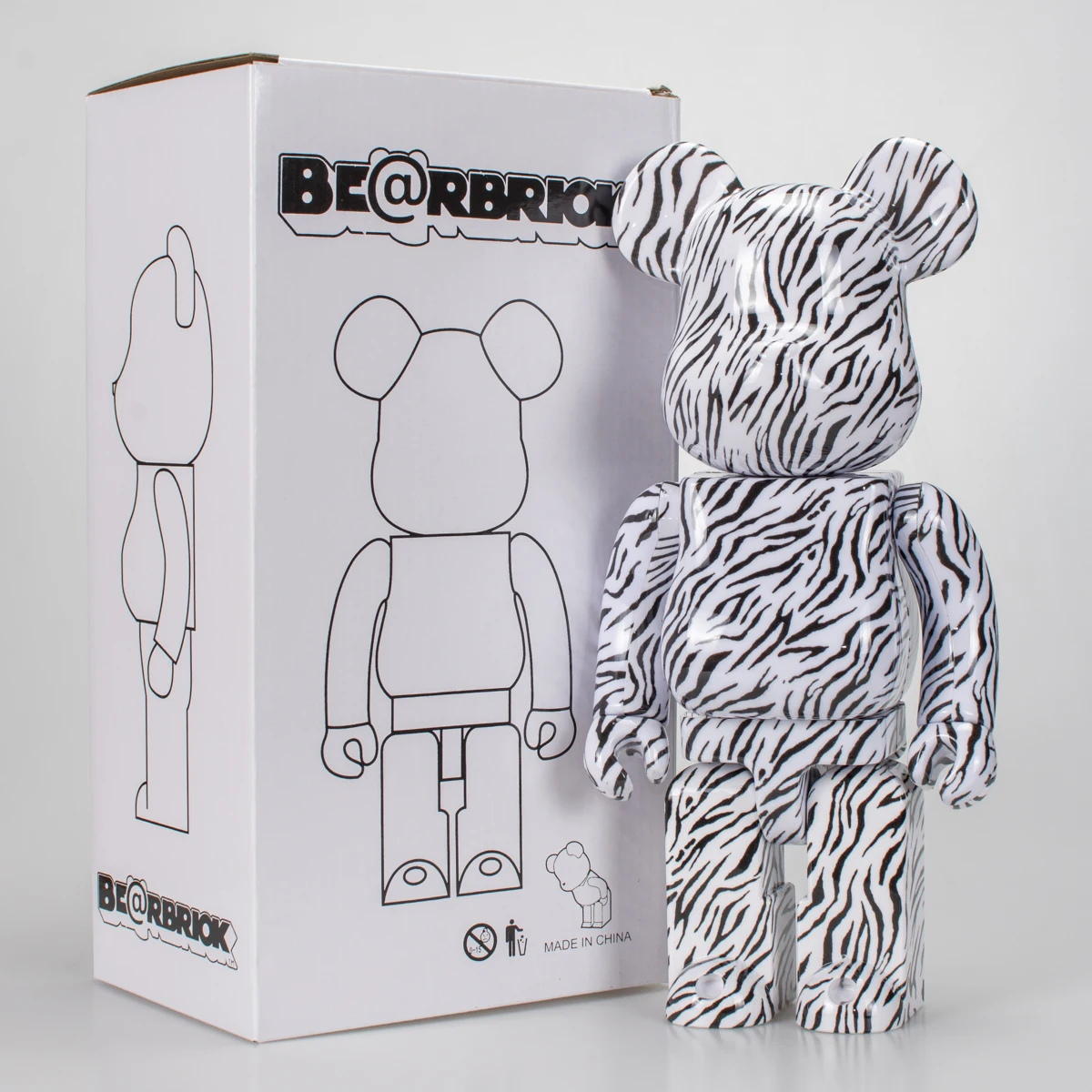 

Bearbrick 400% Black And White Leopard Pattern Water Transfer Printing Process Production 28 cm Height 11 Inches Home Gift Toy D
