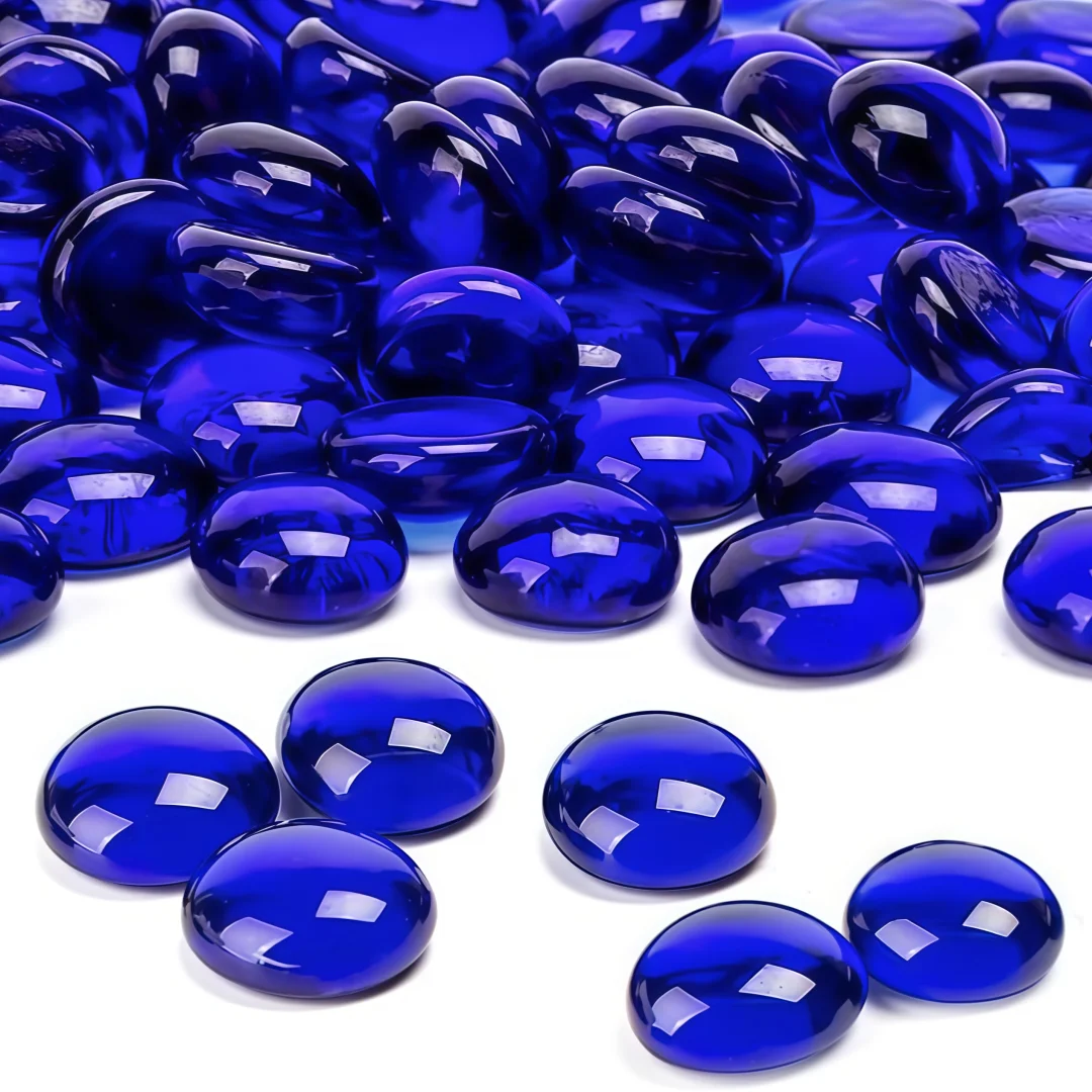 50g/100g/200g Vibrant Blue- Glass Beads, 15-17mm - Ideal for DIY Home Decor, Fish Tank Embellishments & Artistic Vase Fillings