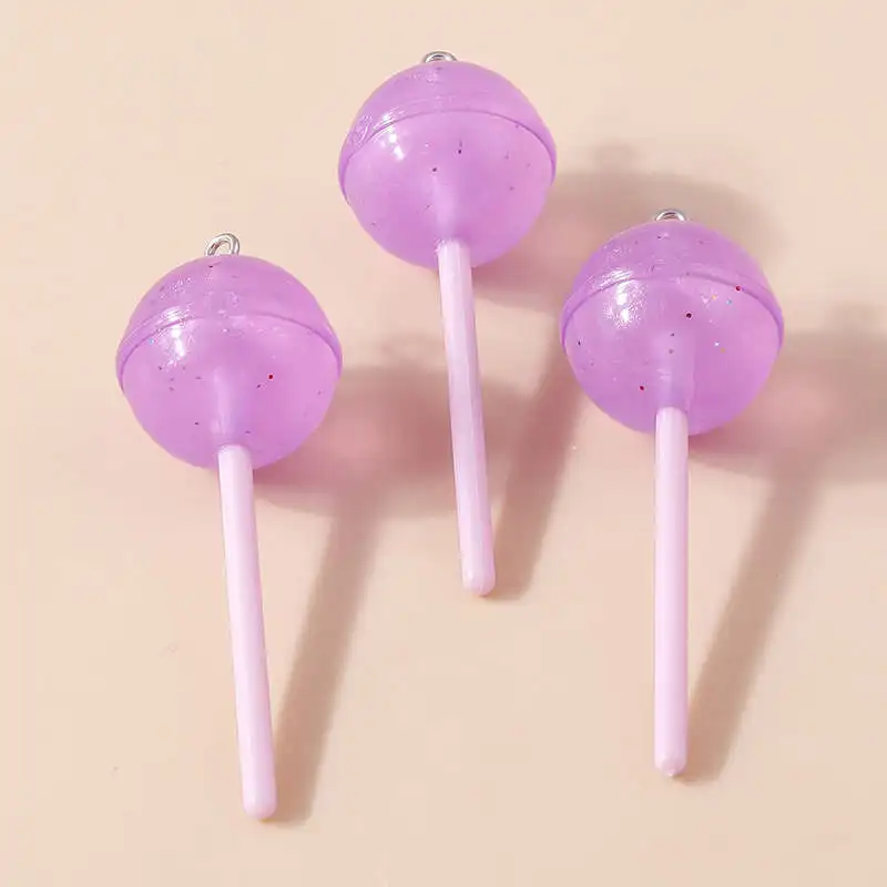 Leslie 10 Stück Harz 3D Süße Bonbon-Lollipop-Anhänger für Ohrringe Halsketten Kawaii Lollipop-Anhänger Handgemachtes Schmuckzubehör – Detail 9