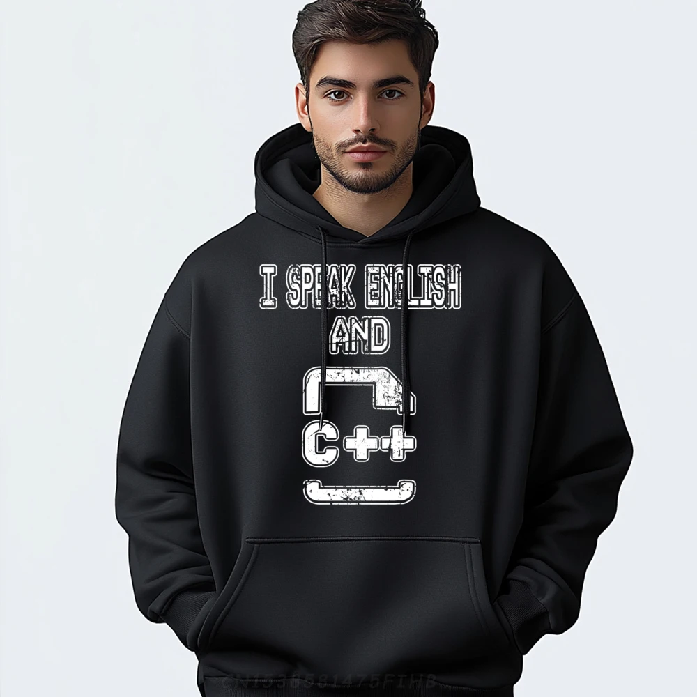 

Speak English And Computer Programmer Coder Language Sweatshirts Graphic Tee Men's Polyester Sweater Hip Hop