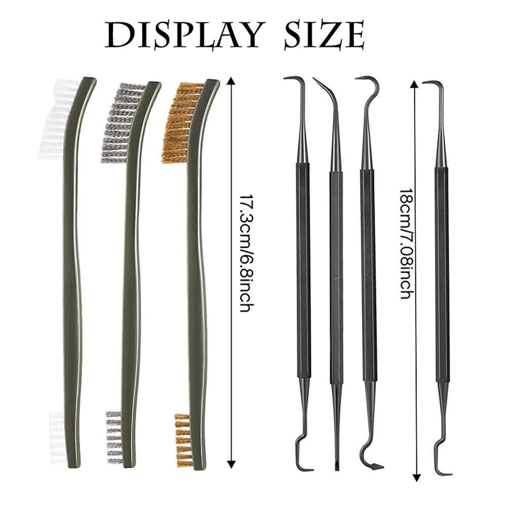 7Pcs Gun Rifle Pistol Cleaning Picks Brushes Kit Universal Gun Cleaner Set Double-ended Brass Steel Nylon Hunting Gun Cleaning