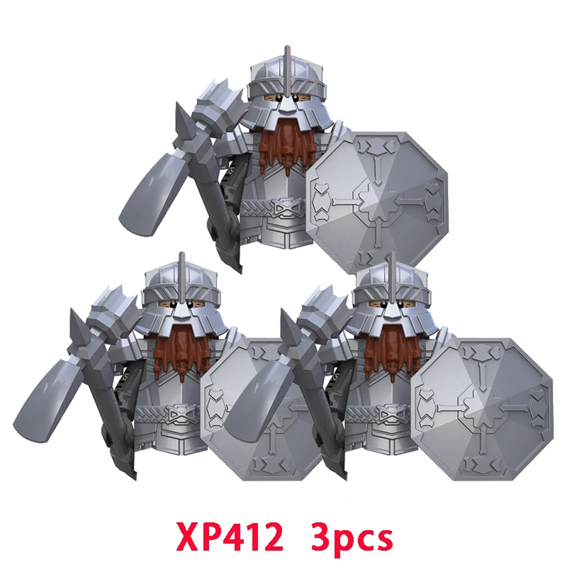 3pcs The Lonely Mountain Goat Orichalcos Azurite Armor Dwarf Model Blocks MOC Bricks Set Gifts Toys For Children KT1054