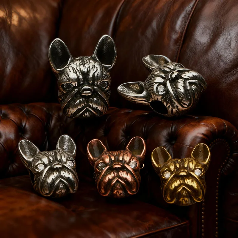 Vintage 2pcs/pack French Bulldog Beads Accessories For Jewelry Making Metal Animal Beads DIY Bracelet Necklace Bag Wholesale
