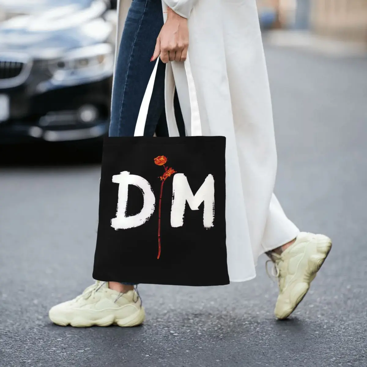 Tas Belanja Elektronik Rock Depeche Cool Mode Kanvas Tas Tote Lipat untuk Wanita Tas Tangan Travel Tote Bahu