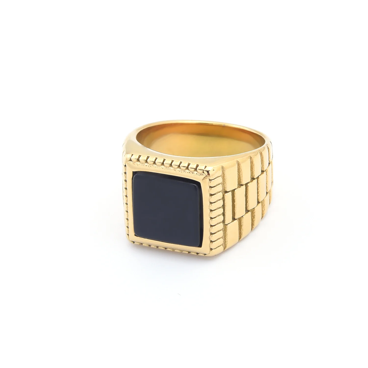 R3339 Men\'s High Quality 316LStainless Steel Onyx Watchband Rings Classic Fashion Trend Jewelry Product
