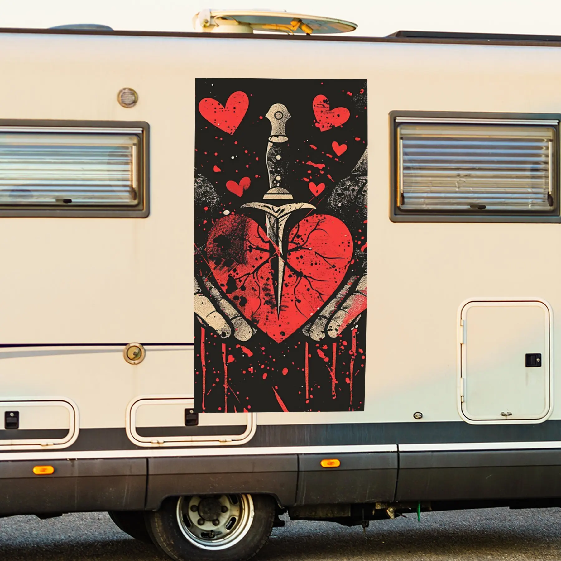 

Broken Heart Blade Car Sticker,Vinyl decal on the side of the motor home, waterproof self-adhesive vinyl sticker on the side of