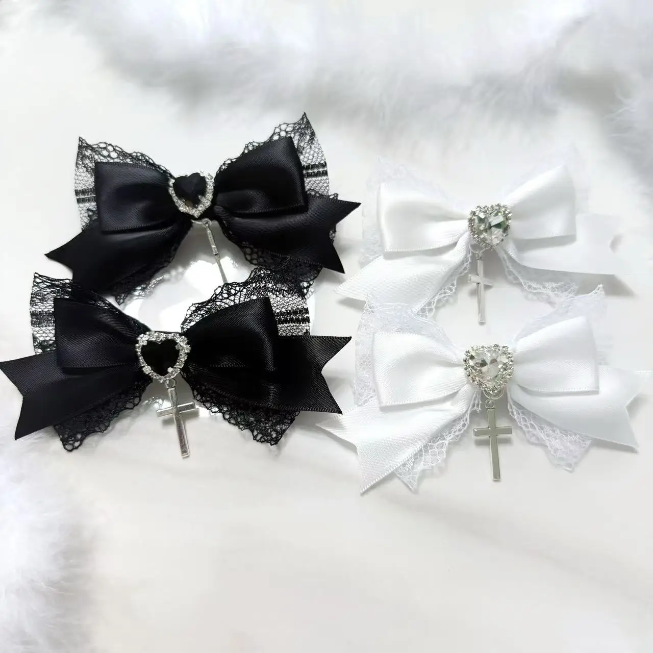 

Japanese Original Handmade Sweet and Cute Girl Jewelry Earth Bud Women's Hair Accessories Lace Rhinestone Bow Hairpin Brooch
