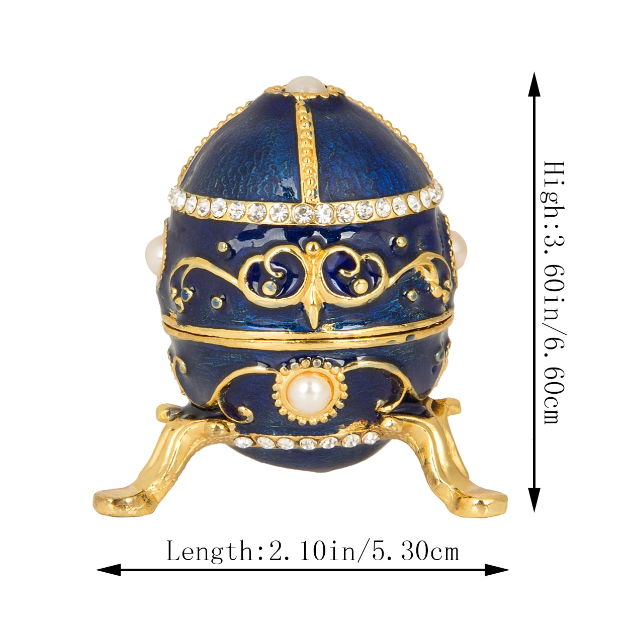 

Qifu Hot Sale Small Blue Color Faberge Egg Trinket Box