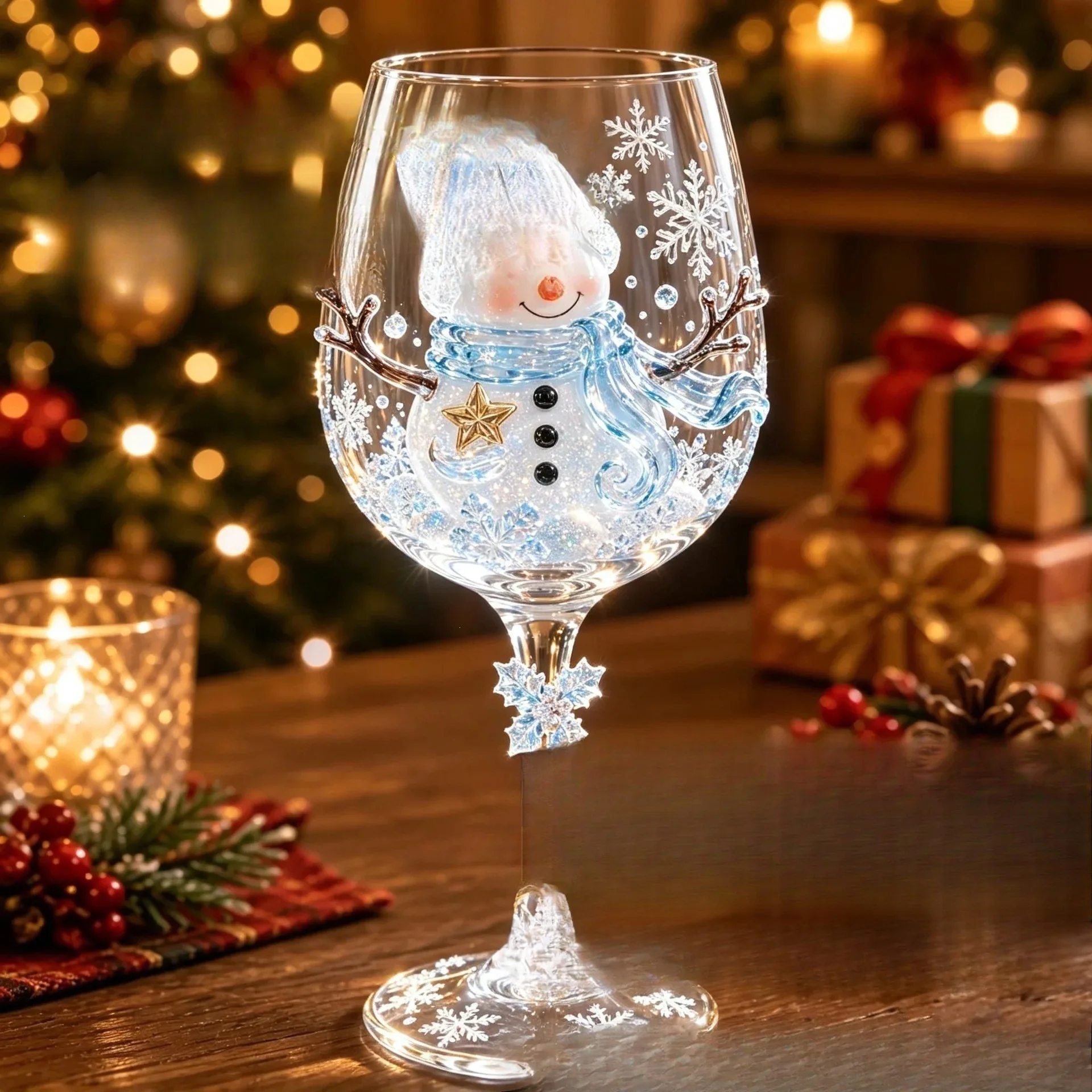 6pcs/lot Christmas Wine Glass Collection 300ml Glasses Art Cups Goblet for Home Decor Ornaments New Year Gifts