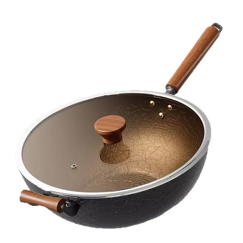 Professional Pure Iron Tortoise Shell Wok High Quality Cookware for Induction Gas Electric Ceramic Stove Chef Kitchen Utensil