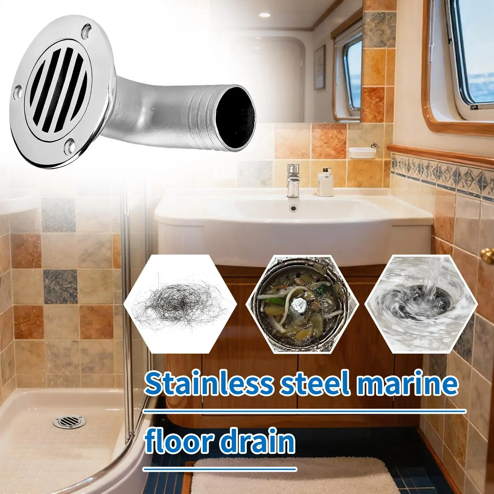 Marine Floor Drain Stainless Steel Drain Boat Deck Drainage Cover For Marine Yacht Ship Outdoor Bathroom Kitchen Shower Sink