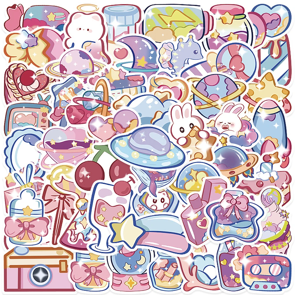 10/30/50pcs Kawaii Glitter Galactic Phenom Stickers Leuke Cartoon Esthetische Decals Waterfles Telefoon Bagage Sticker decoratie