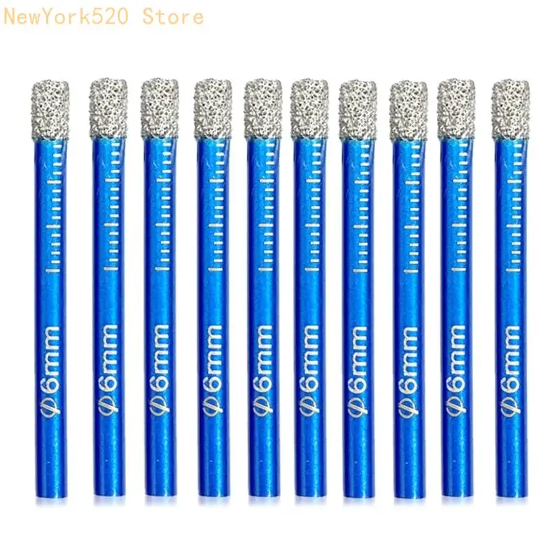 

N84C 10pcs Brazed Diamonds Tile Drill Bit Set Quick Changes Round Shank for Ceramic Porcelain Stone Granite Marble Dry Drill