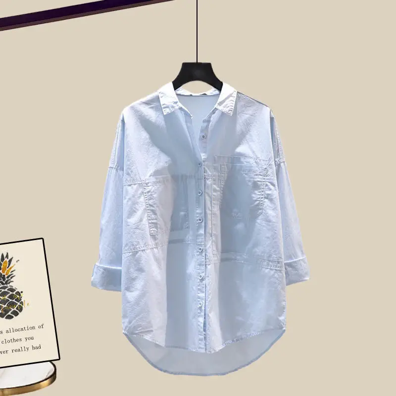 Spring and Summer Suit Women's 2023 New Western-style Shirt Tank Top Slim and Versatile Denim Shorts Three-piece Set