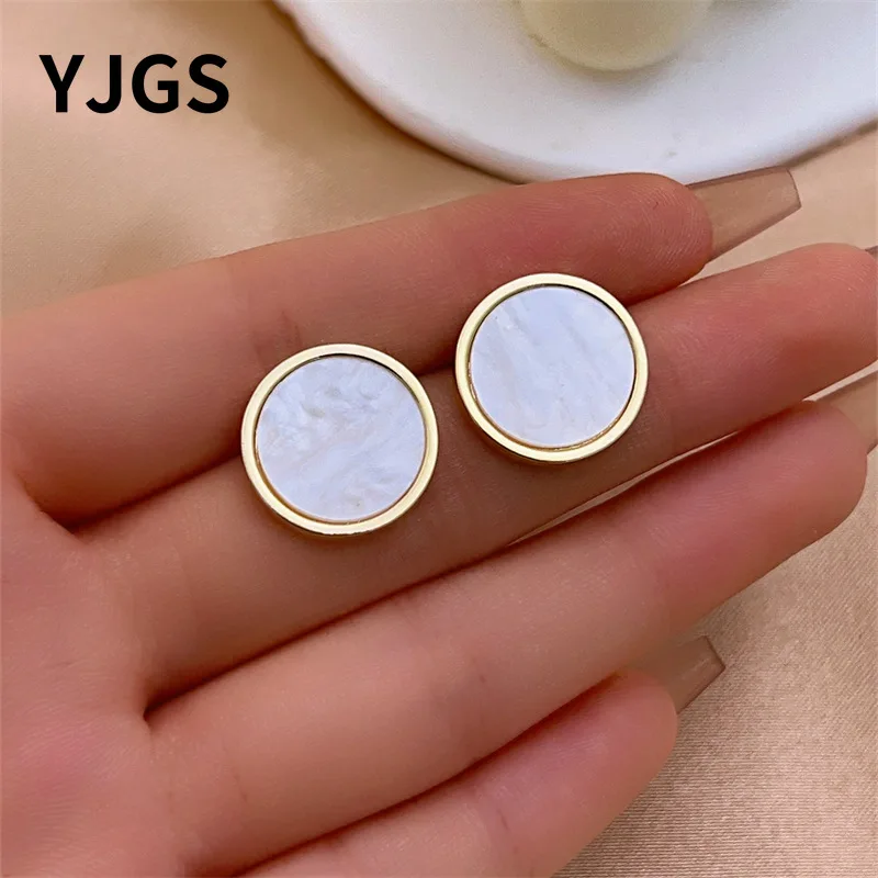 YJGS 1 шт. японские и корейские модные серьги, круглая темпераментная, минималистичные ювелирные изделия, милые серьги для девочек