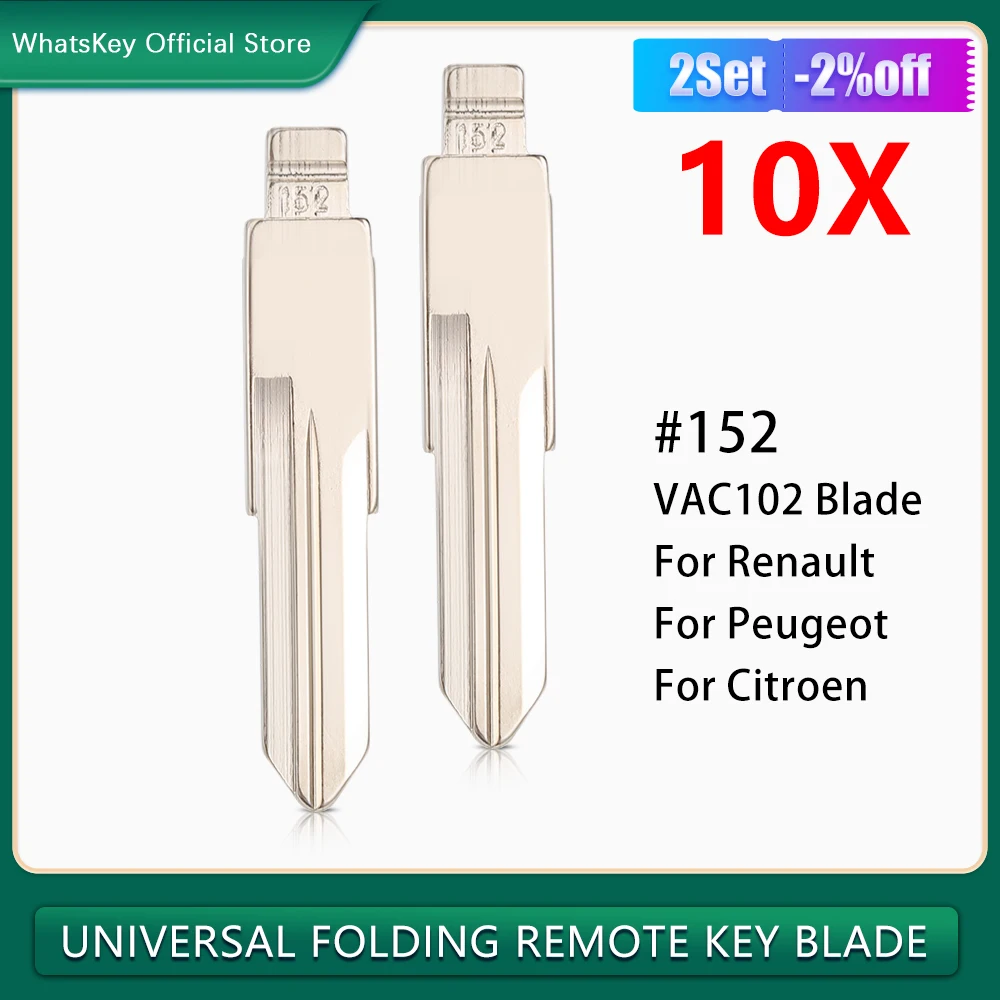 10Pcs/Lot Flip VVDI KEYDIY KD Xhorse Car Remote Key Blade VAC102 #152 For Renault Megan Dacia Clio Duster For Peugeot Citroen