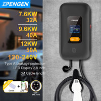 IPENGEN Type1 EV Charger Station 32A 40A 50A EVSE Wallbox APP Function 7.6KW 9.6KW 12KW Charging Station Electric Vehicle Car