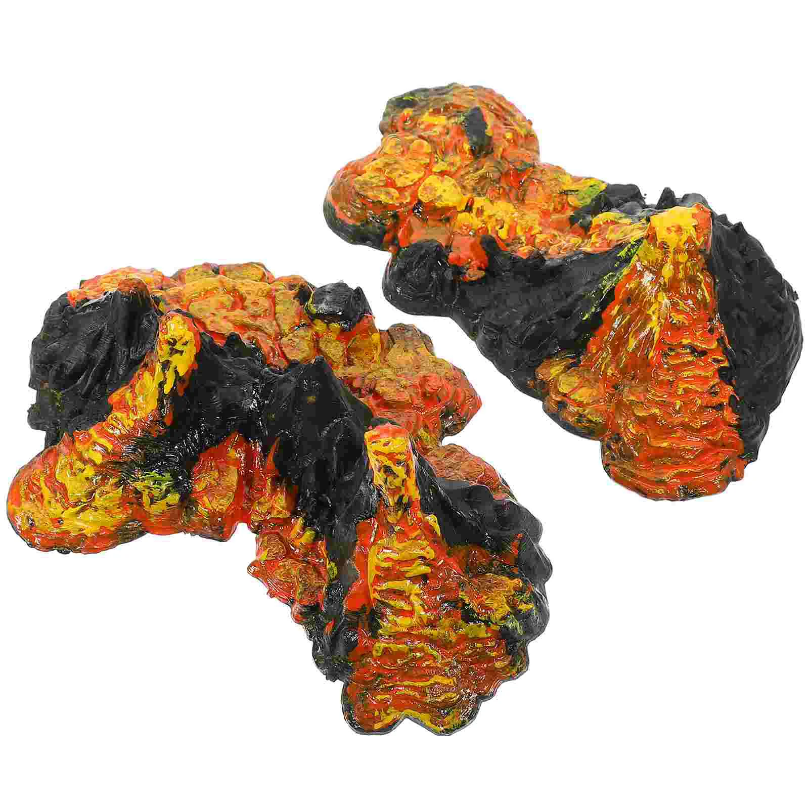 2 Pcs Simulated Volcano Model Toy Simulation Models Set Landscape Adornment Decor Soft Rubber Volcanic Ornament Child