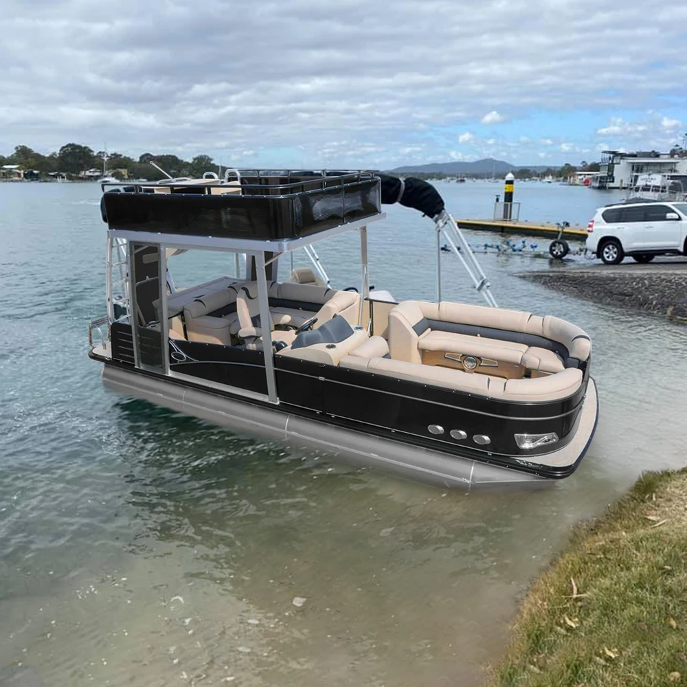 FL Customized Wholesale Best Luxury Electric Motor  Catamaran Pontoon Boat Aluminium 19ft for Sale