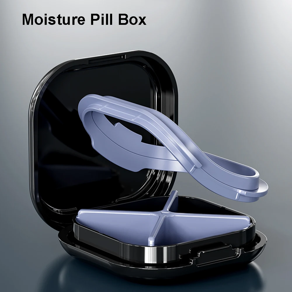 Waterproof Pill Case 4 Compartments Pill Organizer Portable Travel Medicine Box for Vitamins Supplements Outdoor Pill Holder