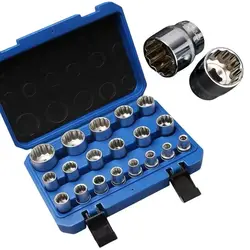 Electronic 12 Point Socket Wrench Set Torx Plum Blossom Sleeve Lock Socket Hex Bit Socket Set 1/2” Hex Socket Repair Tool Kit