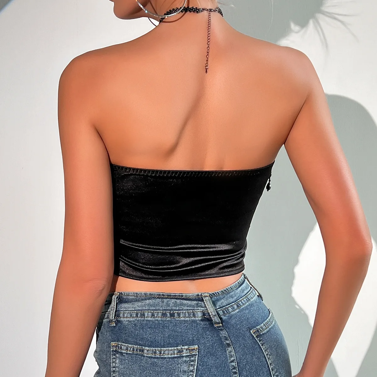 Corset Top Women Black Camisole Short Cropped Tank Tops 2024 Summer Sexy Elegant Nightclub Evening Party Female Clothes