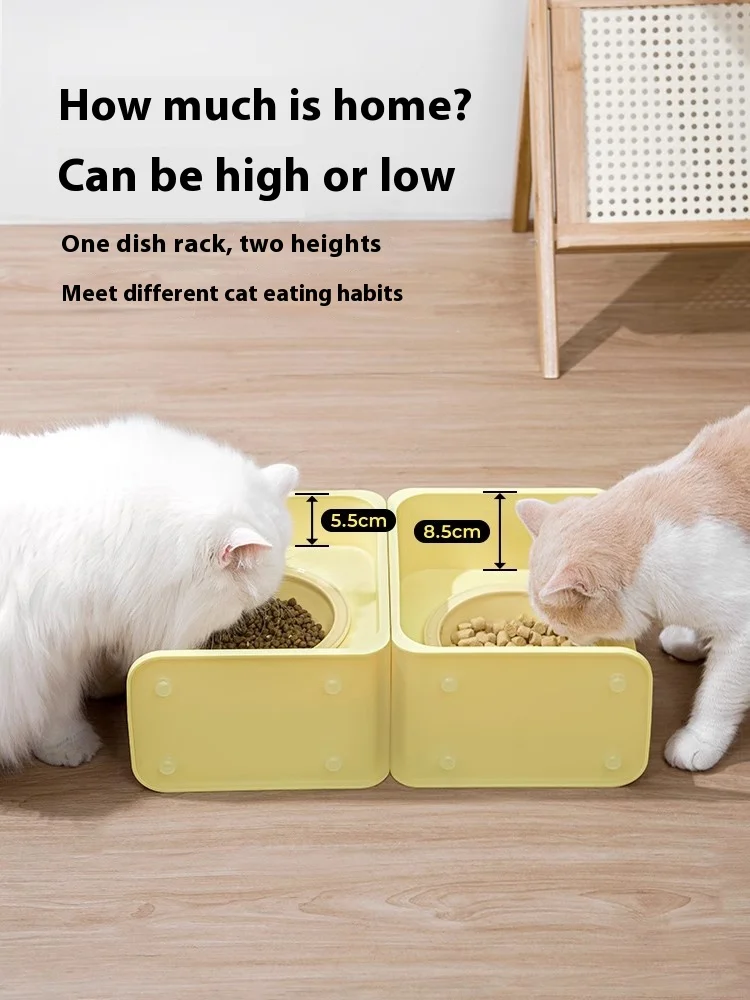 Pet Box Cat Bowl Rack Table Can Be Spliced Dog Bowl Cat Food Bowl Ceramic Pet Bowl Water Bowl Food, Ceramic Bowl High and Low