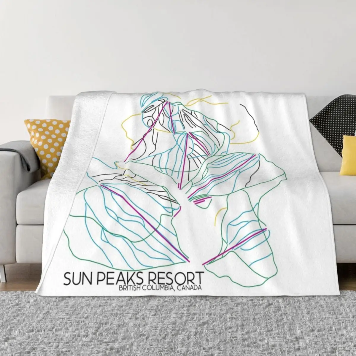 

Sun Peaks Resort Map Throw Blanket Soft Bed Blankets anime Stuffed Blankets