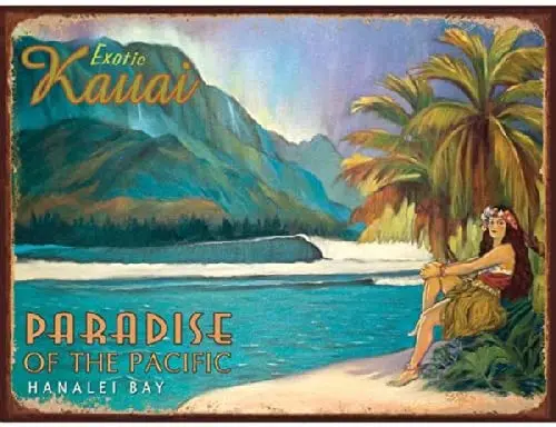 

Exotic Kauai Metal Sign: Surfing and Tropical Decor Wall Accent 20X30CM