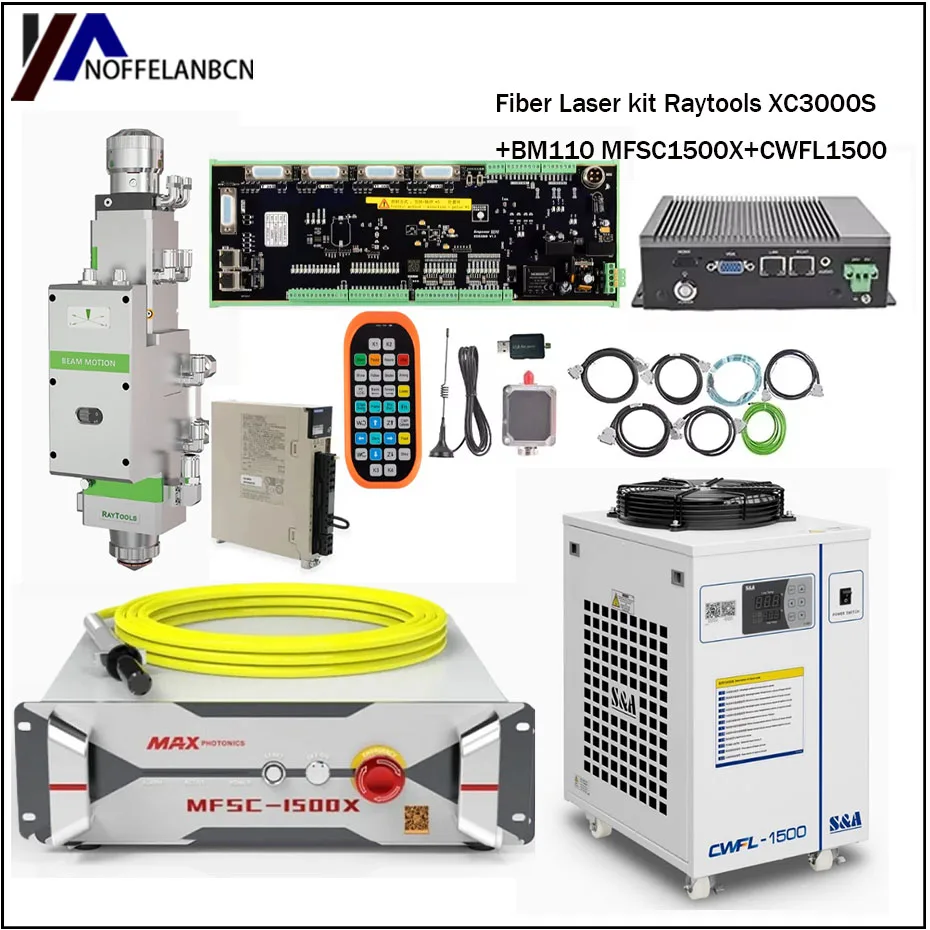 MAX1500W CWFL1500 Raytools XC3000S und Raytools Laserkopf BM110 Faserlaser-Controllersystem-Kit