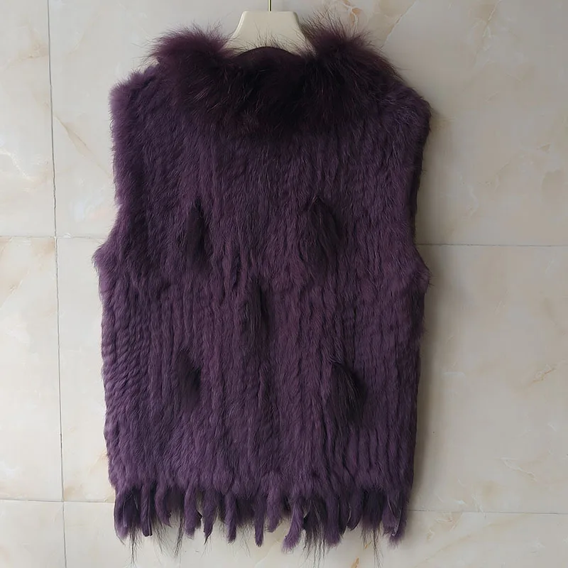 HSPL Sleeveless Women Fashion Fur Vest Knit Waistcoat For Lady For 2018 Spring Real Rabbit Fur Female Vests Black  Waistcoat