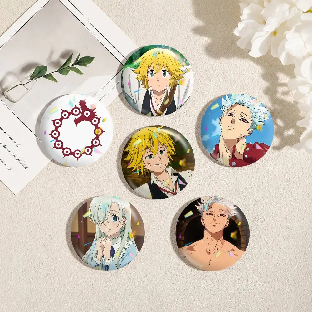 Anime T-The Seven Deadly Sins 25 32 44 58 75mm Badges Personalized Round Brooches Pins Accessory Gift