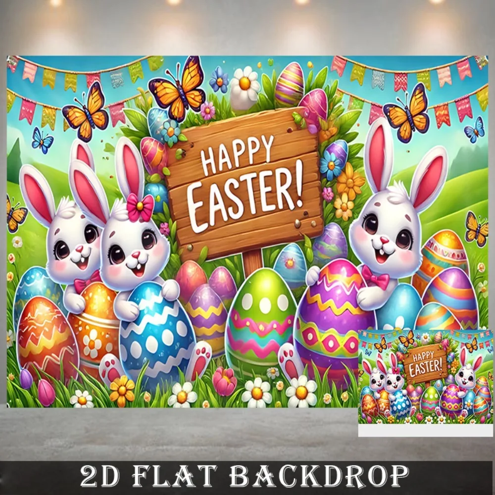 

Пасхальная вечеринка баннер гобелен несколько размеров с принтом мультфильм кролик яйцо цветочный дизайн полиэстер домашний декор праздник счастливый