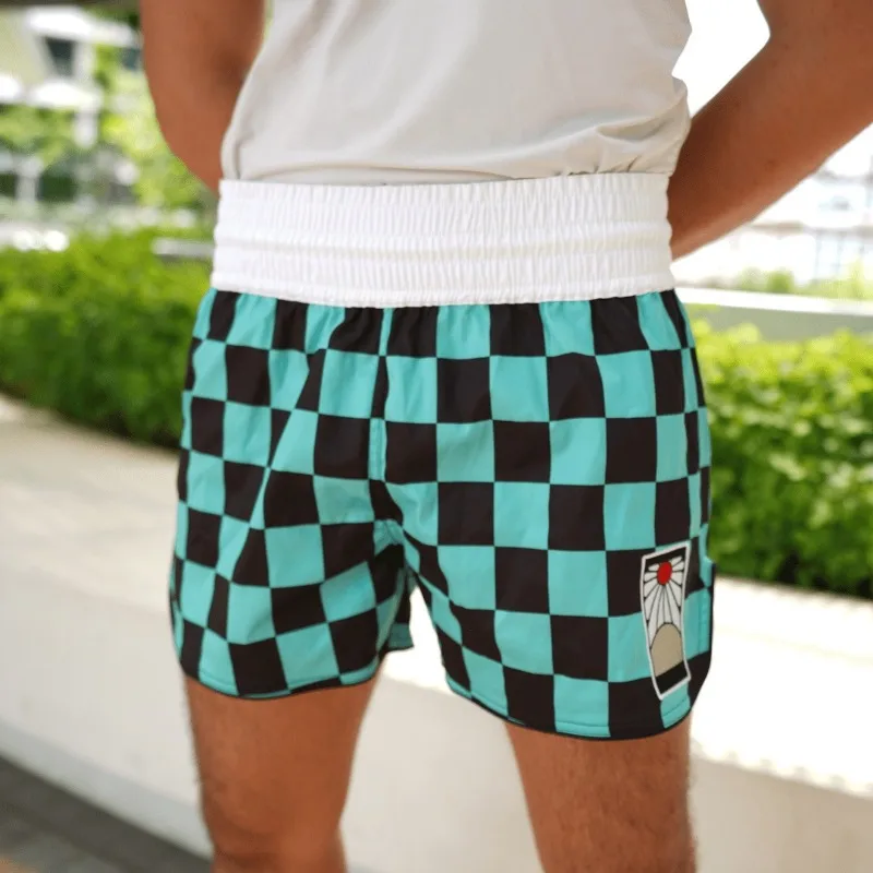 2026 Summer Tanjiro Kamado Demon Slaye Men's Oversized Breathable Quick Drying MMA Sports Shorts Cage Boxing Fighting Shorts