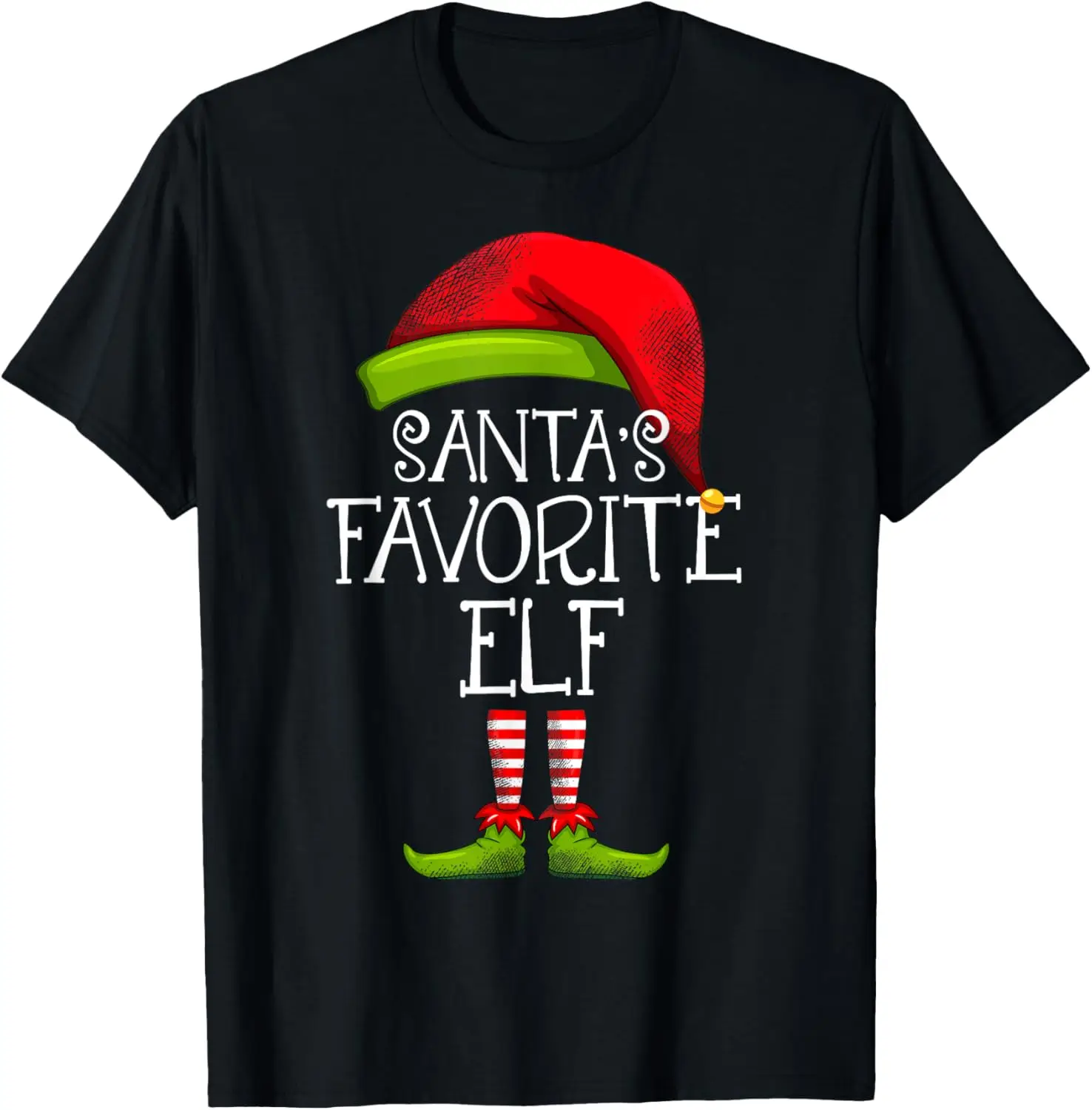 Santa's Favorite Elf Matching Family Christmas Funny Costume T-Shirt