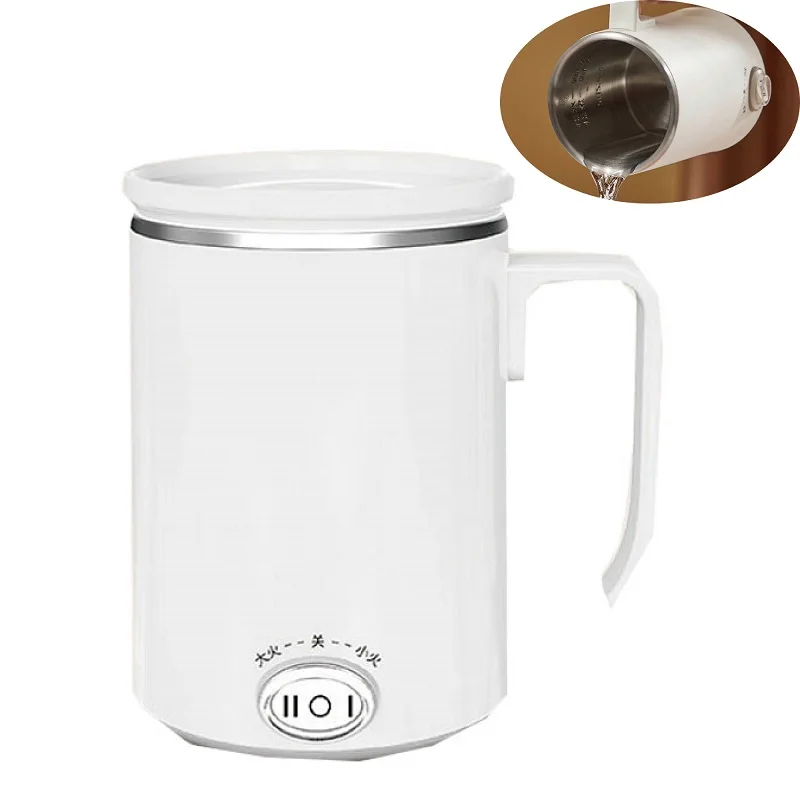 100°C Travel Electric Hot Cup Mini Electric Kettle Portable Keep Warm Kettle Heating Cup Home Office Electric Stew Cup 350ml